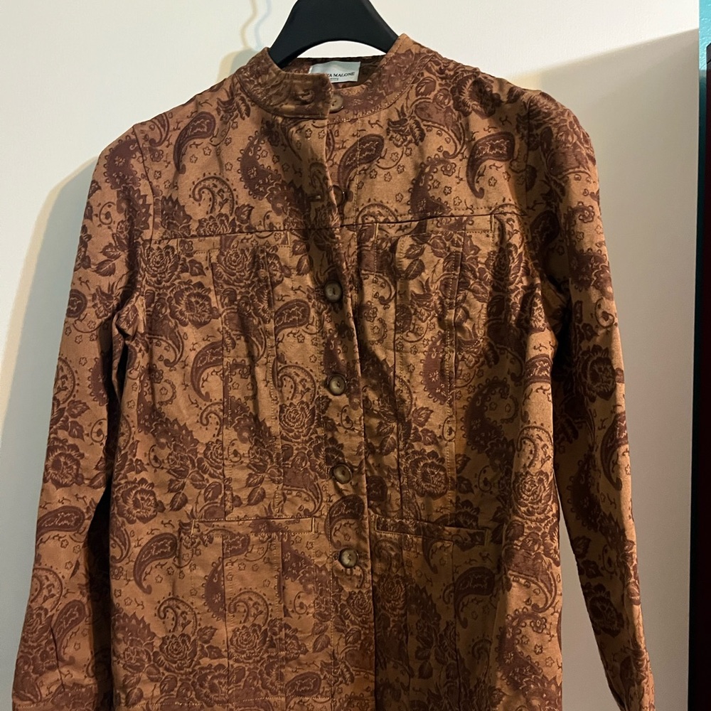 Rebecca Malone light-weight jacket in tan and brown. Petite medium size.
